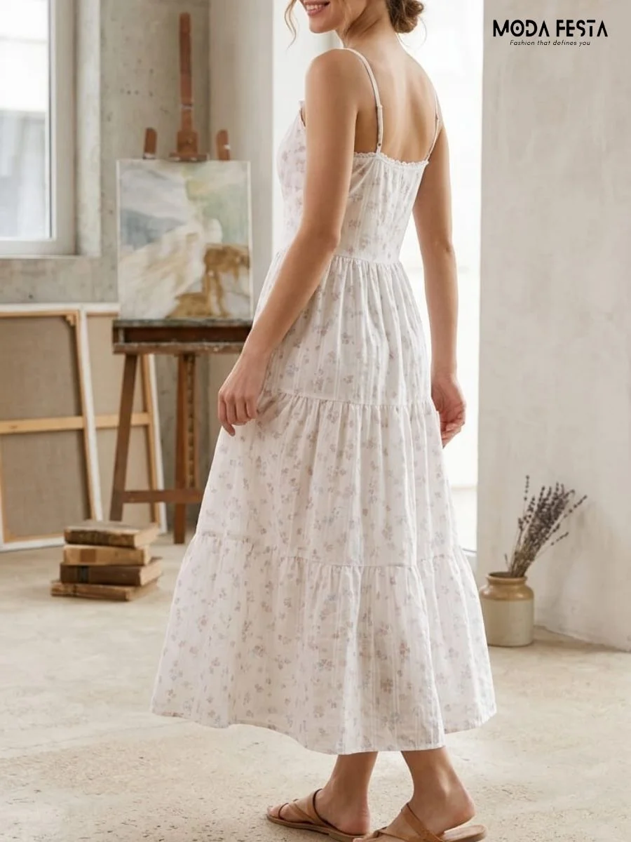 ModaFesta -Cotton-floral-dress-with-shrug -lavender